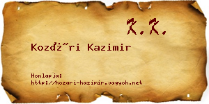 Kozári Kazimir névjegykártya